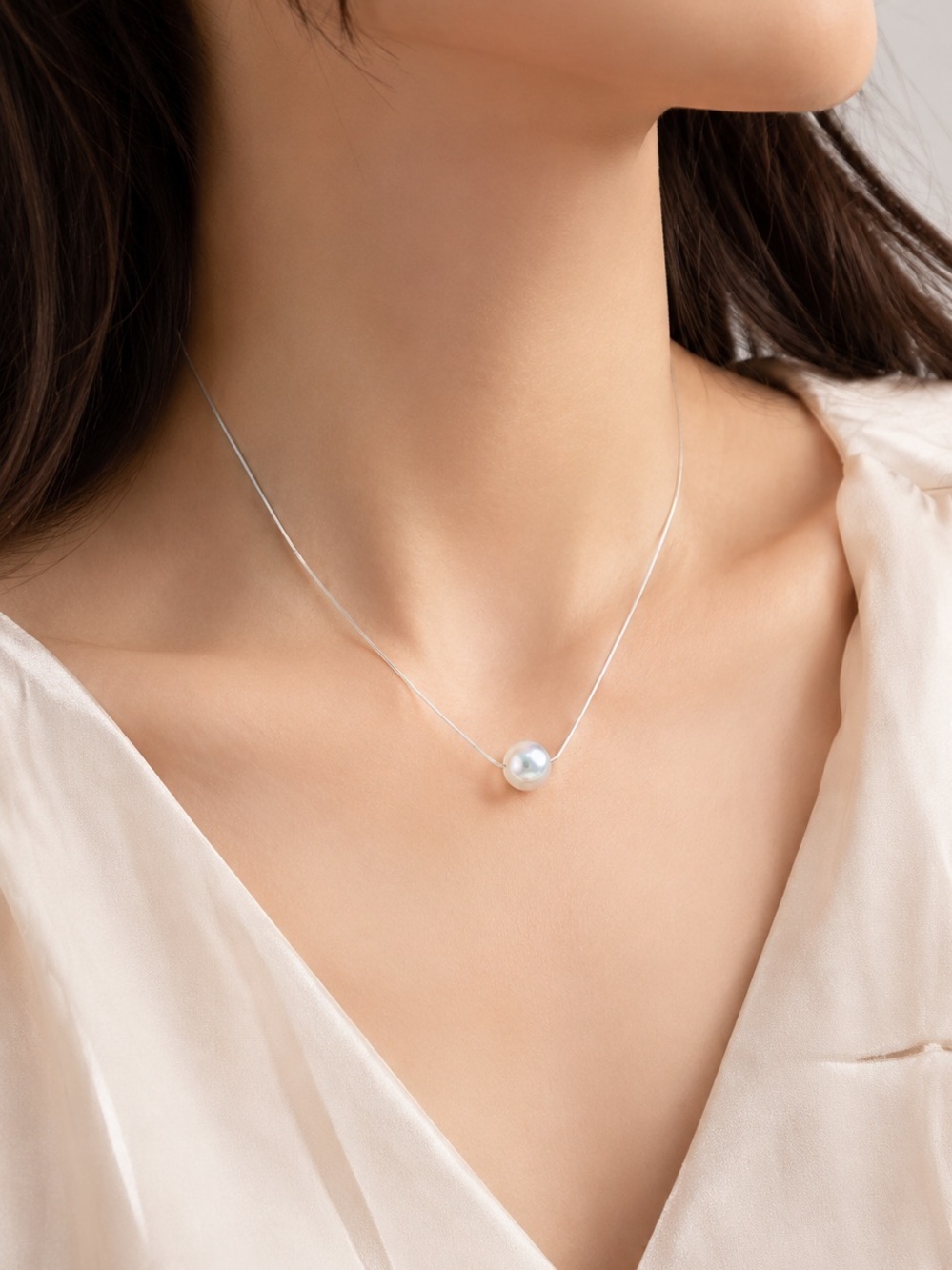 925 Sterling Silver Ball Pendant Necklace Minimalist Snake Chain Jewelry